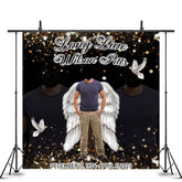 Lofaris Glitter Black Funeral Custom Memorial Photo Backdrop